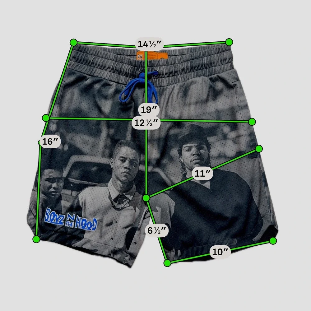 Shoe Palace Boyz N The Hood Shorts Mens‎ Small Gray Mesh Graphic Drawstring